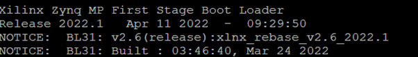 Screen showing UART output when booting the System Controller