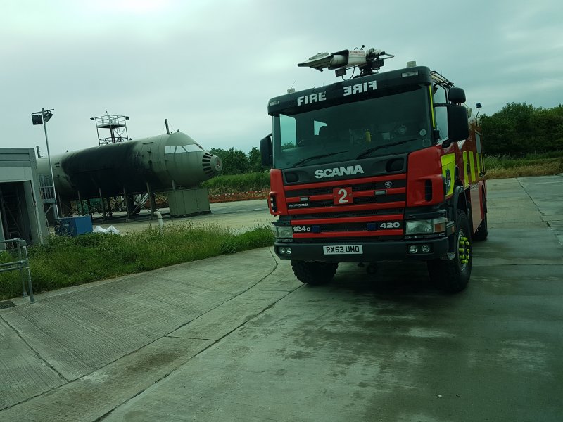 Fire truck by plane mock up