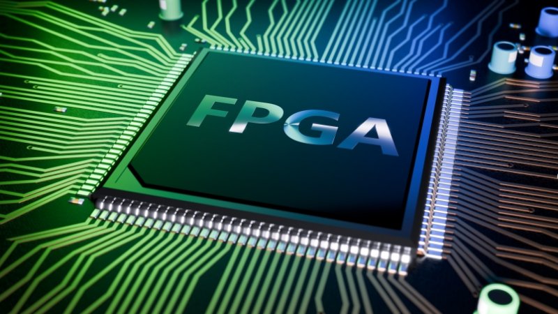 Generic picture of an FPGA connected on a PCB