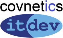 Covnetics and ITDev logos showing stacked one upon the other