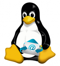 Linux penguin sending an email